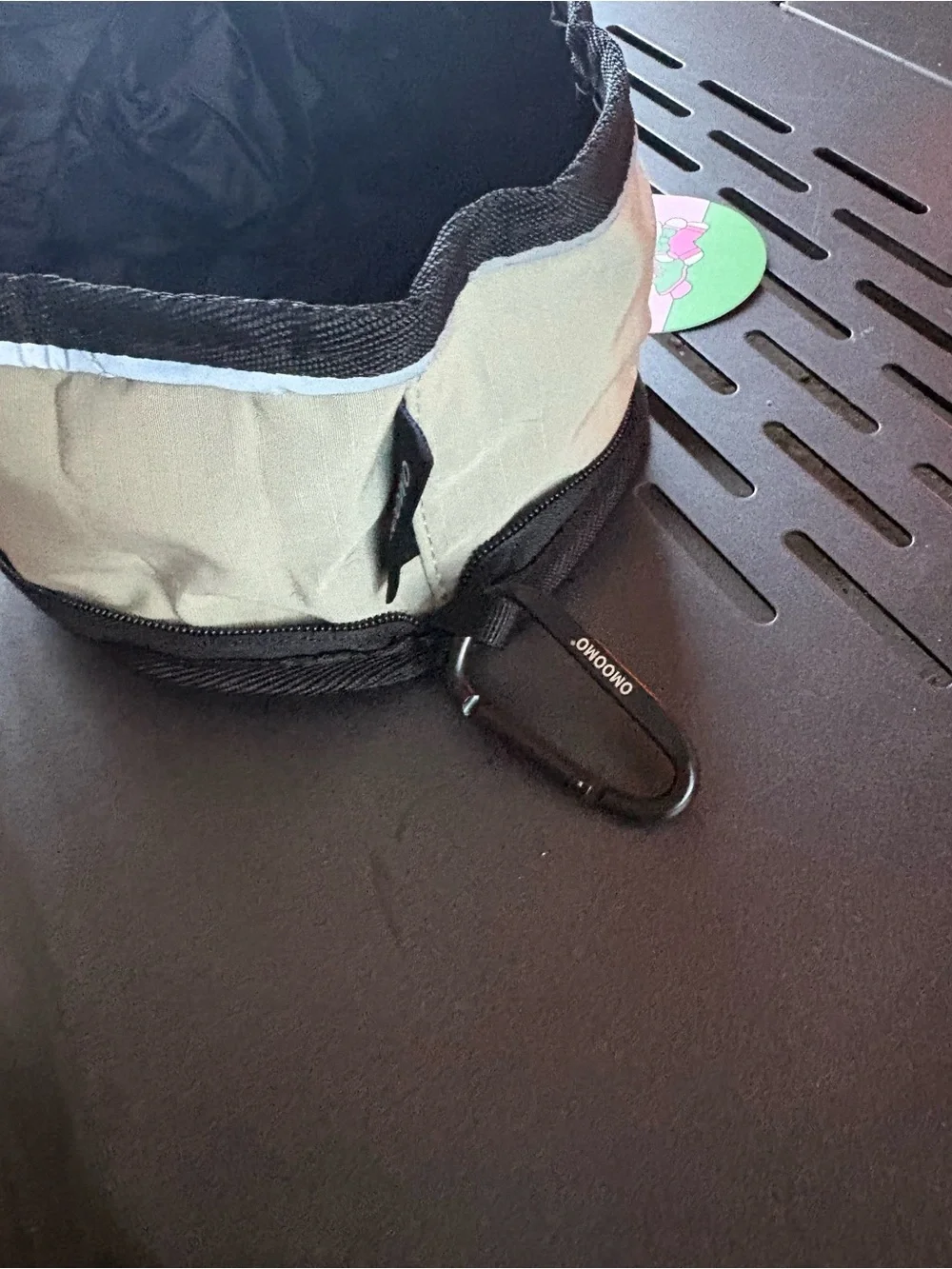 Portable water bowl for animals! Zips up easy and attaches to anything